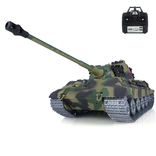 US Stock Henglong 1/16 7.0 King Tiger 3888A RTR RC Tank 360 Degree Turret Barrel Recoil IR BB Smoke Metal Drive Idler Road Wheels Tracks Gearbox