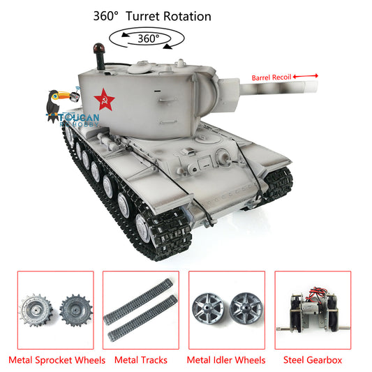 Henglong 1/16 7.0 Upgraded Soviet KV-2 Assembled RC Tank Metal Tracks Gigant 3949 360 Degree Turret Infrared Combat Barrel Smoke Recoil BB Unit