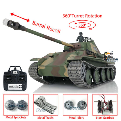 Henglong 1/16 7.0 Upgraded German Panther G RTR RC Tank 3879 360 Degree Turret Metal Tracks Sprocket Wheels BB Infrared Combating System Smoke Sound Option FPV
