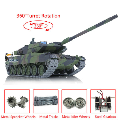 Henglong 1/16 Scale 7.0 Leopard2A6 RTR RC Tank 3889 W/ 360 Degree Turret Metal Tracks Ready to Run Radio Control Vehicle