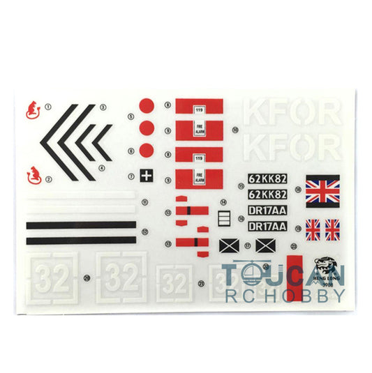 Decoration Decal Sticker for Henglong 1/16 Scale British Challenger II RC Tank 3908 Remote Controlled Military Vehicles