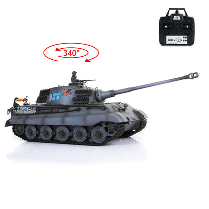 2.4G Henglong 1/16 7.0 Plastic German King Tiger RTR RC Tank Model 3888A Radio Control Sound Smoke BB Infrared Combating System Metal Barrel