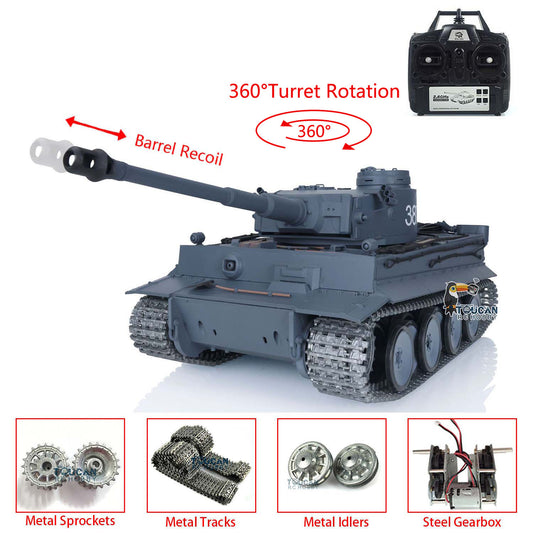 Henglong 1/16 TK7.0 Promotion Tiger I RC Tank 3818 with Barrel Recoil 360 Degrees Turret IR Smoke Metal Tracks Sprockets Idlers Wheels