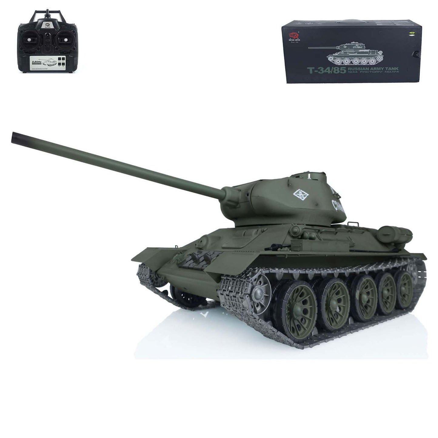 US Stock 2.4Ghz Henglong 1/16 Scale 7.0 Upgraded Soviet T34/85 3909 RTR RC Tank Model BB Infrared Metal Barrel Tracks Drive Idler Wheels
