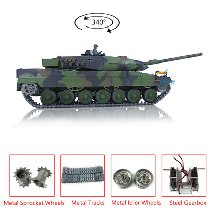 Heng Long Latest Edition 1/16 TK7.0 Upgraded Metal German Leopard2A6 RTR RC Tank Model 3889 Military Vehicle Shooting BBs Battery