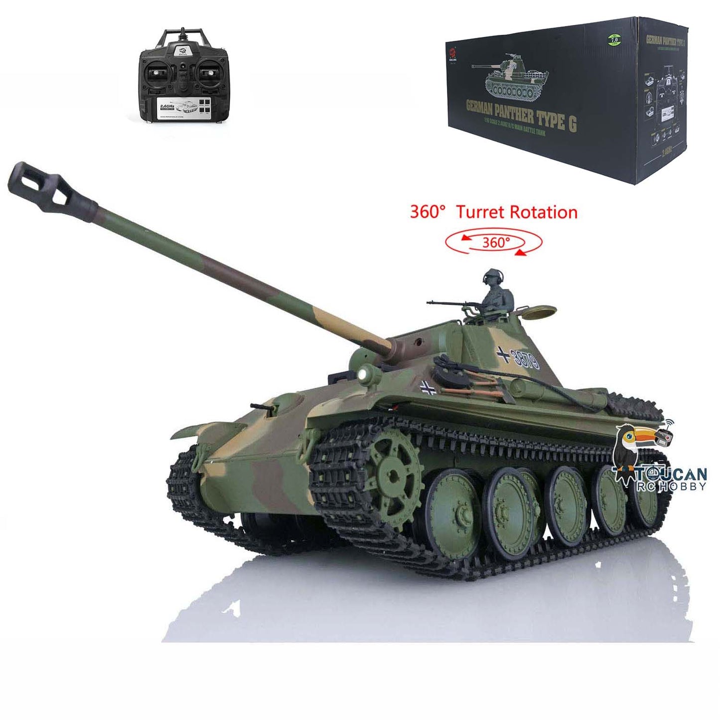 Henglong 1/16 Scale 7.0 Plastic German Panther G/Soviet KV-1 RTR RC Tank 3879 360 Degree Turret Rotation Infrared Combating System Metal Barrel