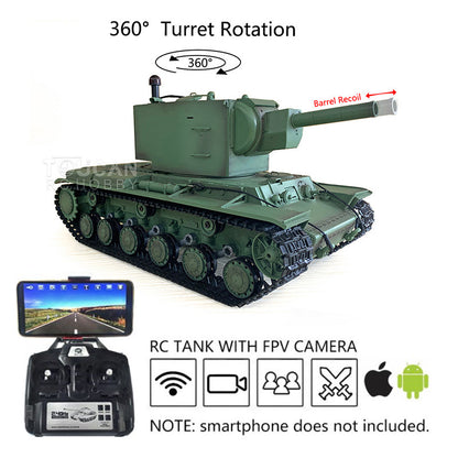 Plastic Henglong 1/16 RC Tank 3949 Soviet KV-2 Gigant 7.0 FPV BB IR System 360¡ã Turret Barrel Recoil Steel Gearbox Smoke