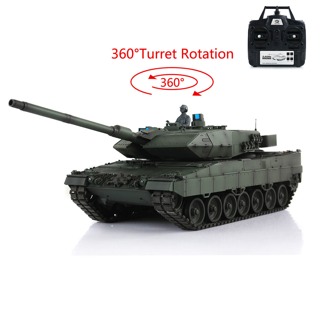 Henglong 1/16 7.0 3889 Leopard2A6 RTR RC Tank Armored Vehicle Model 360 Degree Turret BB Infrared Combat Smoke Metal Barrel