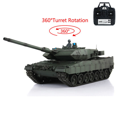 Henglong 1/16 7.0 3889 Leopard2A6 RTR RC Tank Armored Vehicle Model 360 Degree Turret BB Infrared Combat Smoke Metal Barrel