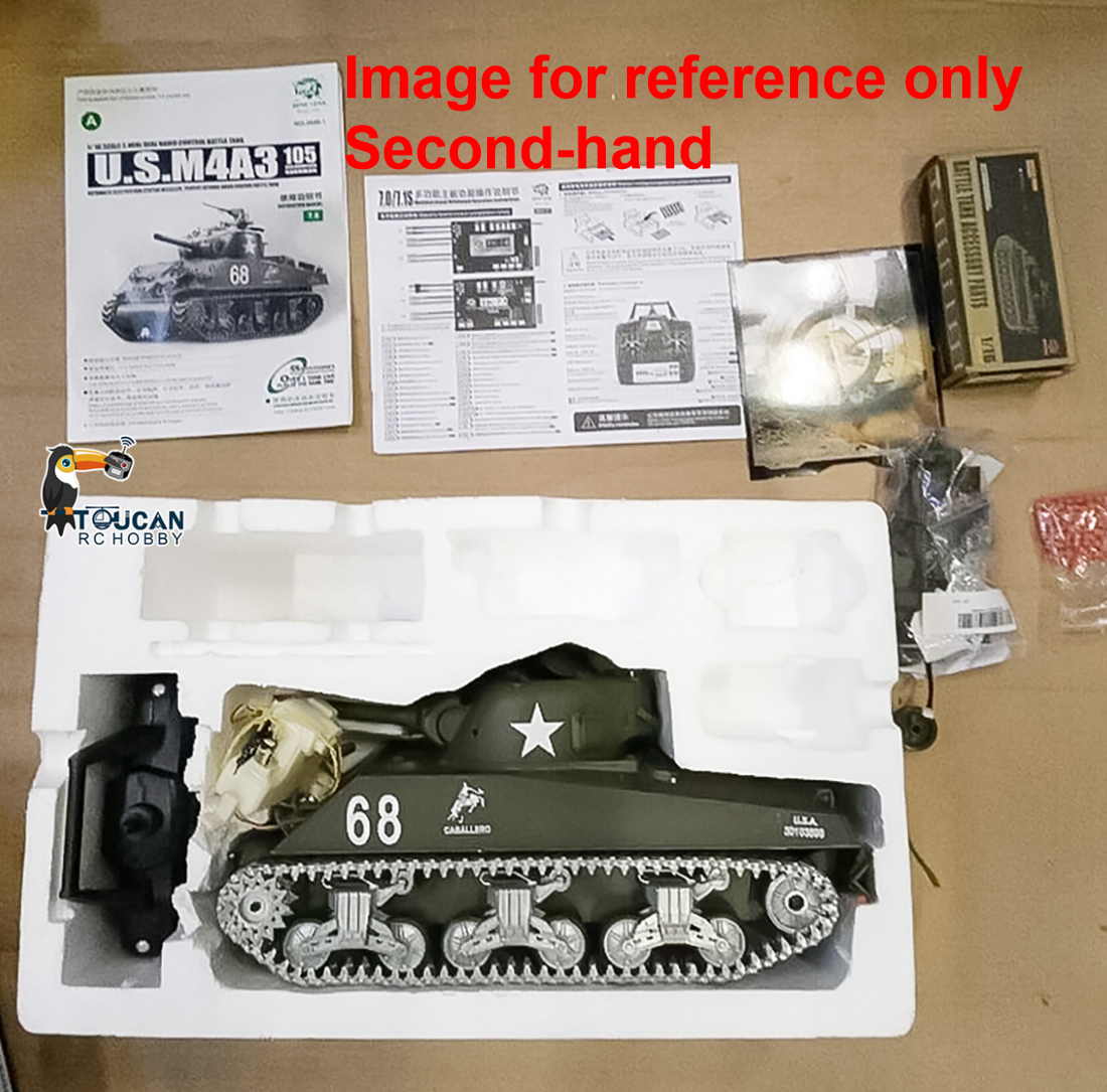 Fast Free Shipping Second Hand EU Stock Henglong 1/16 Customized 7.0 M4A3 Sherman RC Tank 3898 Barrel Recoil 360¡ã Metal