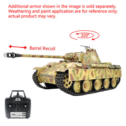 Henglong RTR 1/16 7.0 RC Tank German Panther G 3879 Steel Gearbox BB IR Barrel Recoil 2.4G Radio 1800MAH Battery 320 Degree Turret Rotation