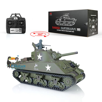 Henglong 1/16 TK7.0 Plastic USA M4A3 Sherman 3898 RTR RC Tank 360 Degrees Turret BB IR Barrel Recoil Smoke Metal Barrel Steel Gearbox