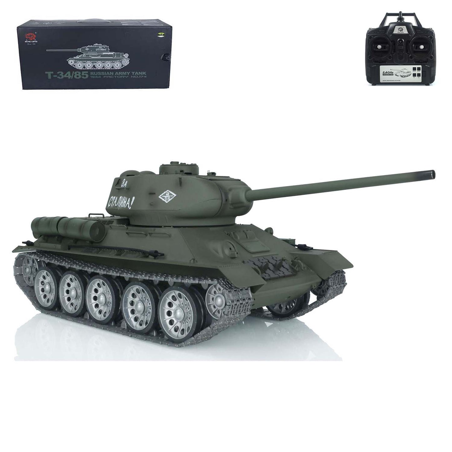 US Warehouse 1/16 7.0 Henglong 3909 Soviet T34-85 RC Tank Infrared Combating Smoking 360 Degree Metal Wheels Barrel Recoil Mainboard