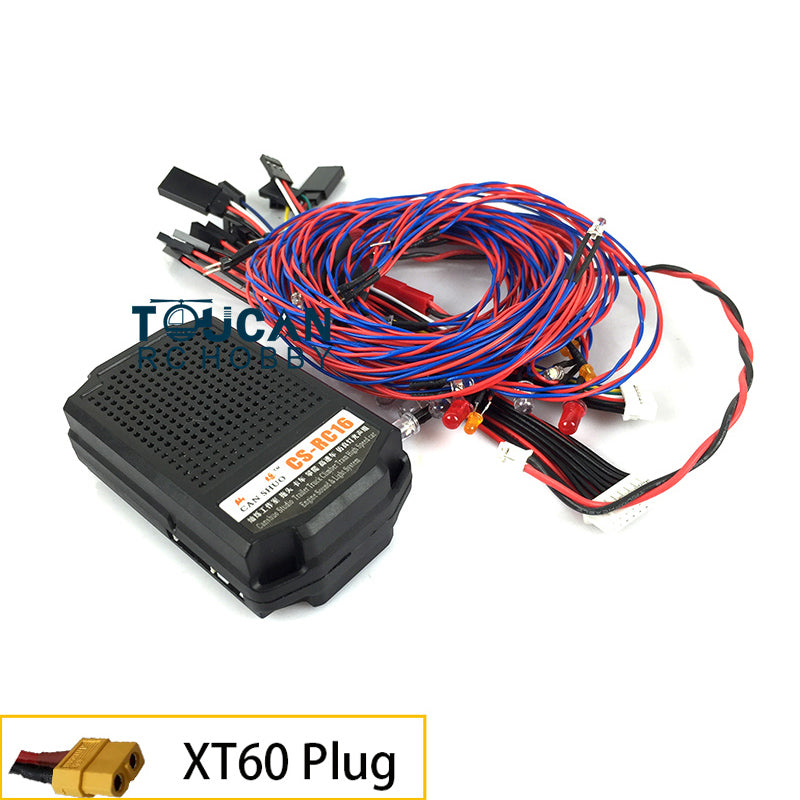 CS RC16 2 in 1 Light Sound System Set 1.5 Inches Speaker for 1/14 RC Crawler Tractor Trucks Off-road Vehicle DIY Acceessories