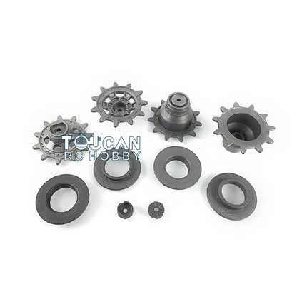 Metal Tracks Sprockets Idlers Adjuster Driving Axle Bearing Suspension Arms Protection Net For HL RC 1/16 3889 Tank Model Parts