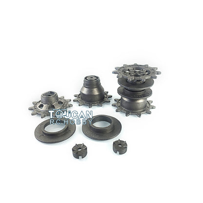 Metal Tracks Sprockets Idlers Adjuster Driving Axle Bearing Suspension Arms Protection Net For HL RC 1/16 3889 Tank Model Parts