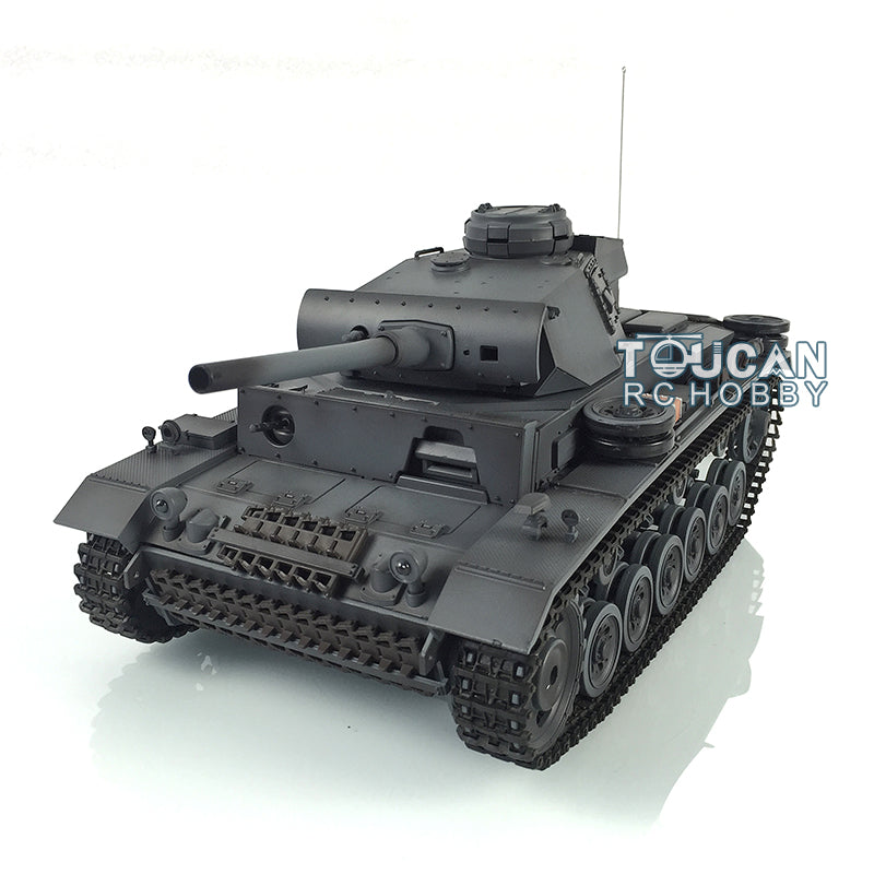 Henglong 1/16 7.0 RC Tank 3848 Upgraded Panzer III L Assembled Metal Tracks Sprocket Idlers Infrared Combat 360 Degree Turret Barrel Lifting Idle Smoke