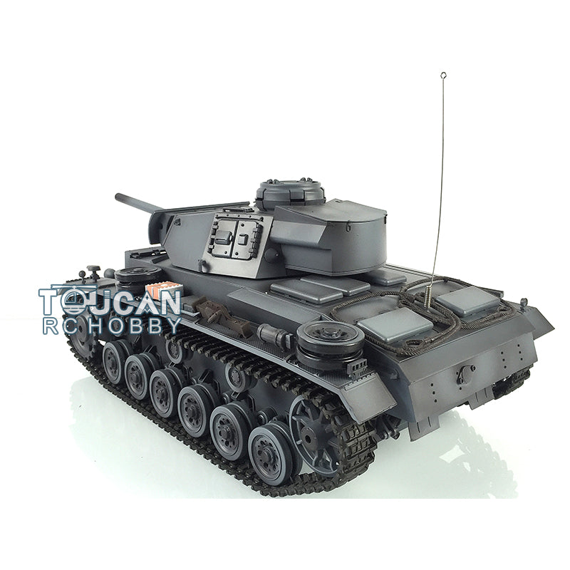 Henglong 1/16 7.0 RC Tank 3848 Upgraded Panzer III L Assembled Metal Tracks Sprocket Idlers Infrared Combat 360 Degree Turret Barrel Lifting Idle Smoke