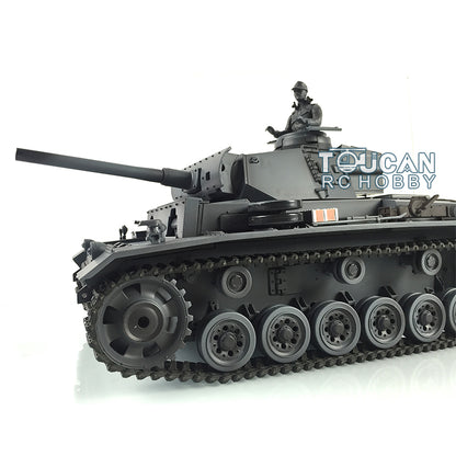 Henglong 1/16 7.0 RC Tank 3848 Upgraded Panzer III L Assembled Metal Tracks Sprocket Idlers Infrared Combat 360 Degree Turret Barrel Lifting Idle Smoke