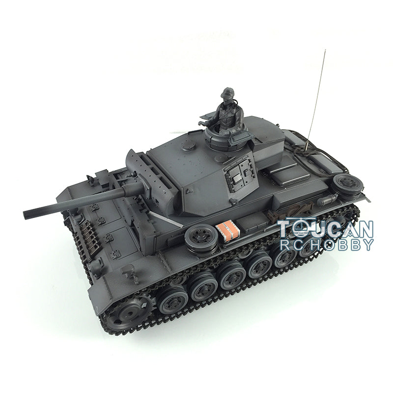 Henglong 1/16 7.0 RC Tank 3848 Upgraded Panzer III L Assembled Metal Tracks Sprocket Idlers Infrared Combat 360 Degree Turret Barrel Lifting Idle Smoke