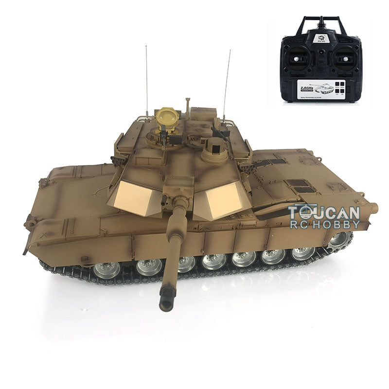 US Warehouse 2.4G Henglong 1/16 7.0 USA Abrams 3918 RTR RC Tank 360 Degree Turret Barrel Recoil BB IR Smoke Metal Drive Road Idler Wheels Tracks Rubber Pads