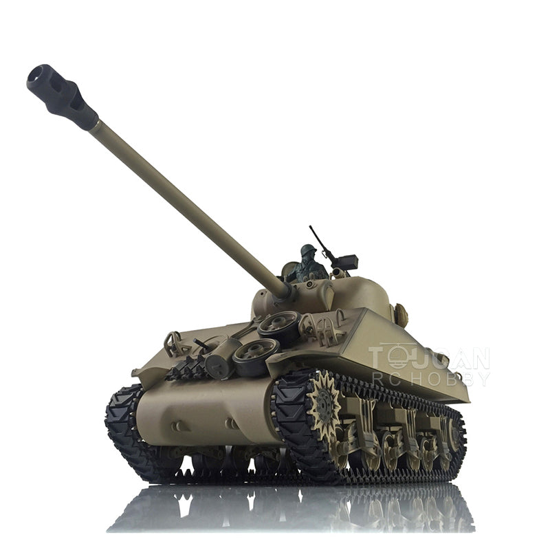 2.4G Henglong 1/16 Scale 7.0 M4A3 Sherman RTR RC Tank Model Plastic Version 3898 w/ Short Barrel BB Shooting IR Battling System