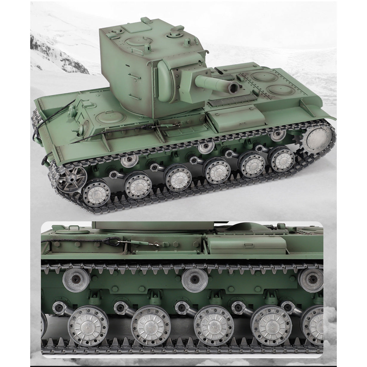 Henglong 1/16 7.0 Customized Soviet KV-2 Gigant 3949 RTR RC Tank BB IR 360 Degree Turret Metal Tracks Road Drive Idler Wheels