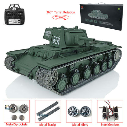 Henglong 1/16 TK7.0 Promotion Soviet Union KV-1 RTR RC Tank 3878 360 Degrees Turret Smoke BB IR Metal Barrel Tracks Sprockets Idlers Wheels Gearbox