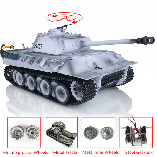 Henglong 1/16 Snow 7.0 Upgraded Metal Version German Panther V RTR RC Tank 3819 Metal Sprocket Wheels Infrared Combating System