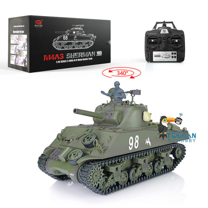 IN Stock Henglong 2.4G 1/16 Scale 7.0 Plastic Version M4A3 Sherman 3898 RTR RC Tank Model IR BB Smoke Light Sound Metal Barrel