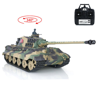 US Warehouse 2.4G Henglong 1/16 7.0 Plastic German King Tiger 3888A RTR RC Tank Model BB IR Smoke Sound Light Metal Barrel