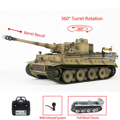 HengLong Factory 1/16 3818 German Tiger 1 Full Metal Chassis Plastic Upper Hull RTR RC Tank Sound 360 Degrees Turret Smoke Gearbox