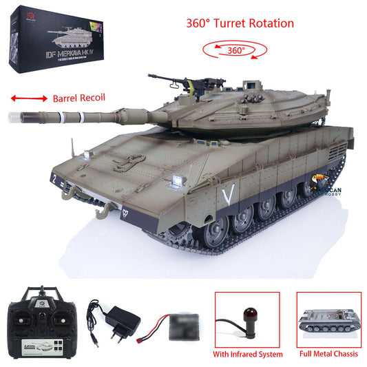 IN Stock Henglong 1/16 TK7.1 IDF Merkava MK IV 3958 RTR RC Tank with 360 Degrees Turret IR Metal Chassis Tracks Sprockets Idlers road Wheels Steel Gearbox
