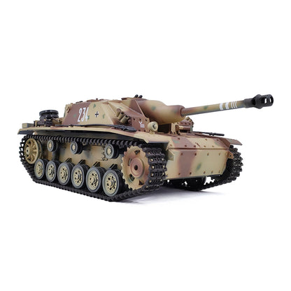 2.4G Henglong 1/16 7.0 Plastic German Stug III RTR RC Tank Model 3868 BB IR Steel Gearbox 1800MAH Battery Radio Sound Lights