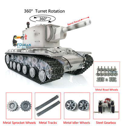 Henglong 1/16 7.0 Customized Soviet KV-2 Gigant 3949 RTR RC Tank BB IR 360 Degree Turret Metal Tracks Road Drive Idler Wheels