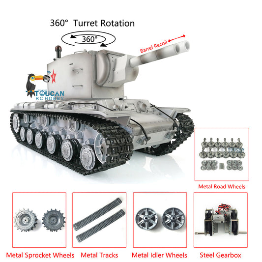 Henglong 1/16 7.0 Customized Soviet KV-2 Gigant 3949 RTR RC Tank BB IR 360 Degree Turret Metal Tracks Road Drive Idler Wheels