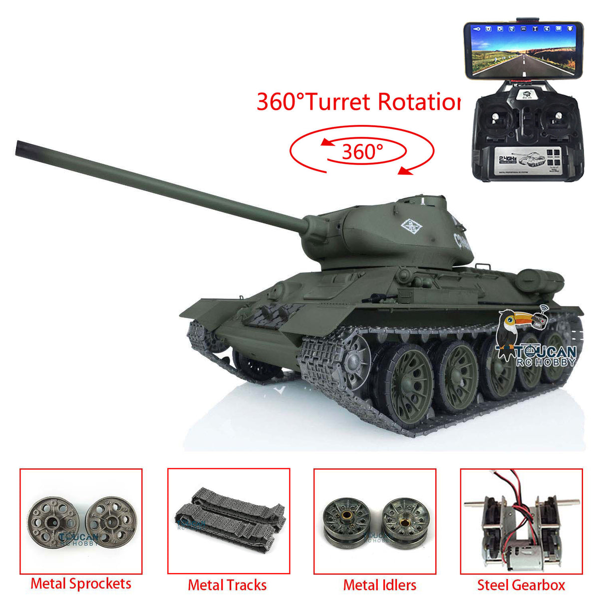 $40 OFF 11.11 Flash Sale Henglong 1/16 TK7.0 Promotion Soviet T34-85 RTR RC Tank 3909 with 360 Degrees Turret BB Infrared Combat Smoke Metal Sprockets Idlers Wheels