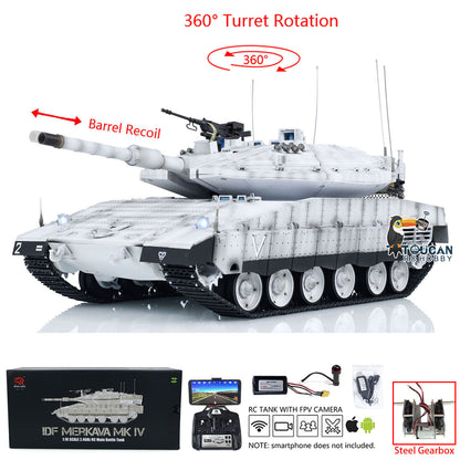 Henglong 3958 1/16 Infrared Battle RC Tanks IDF Merkava MK IV Standard Edition FPV Camera Barrel Lifting Recoil Steel Drive Gearbox