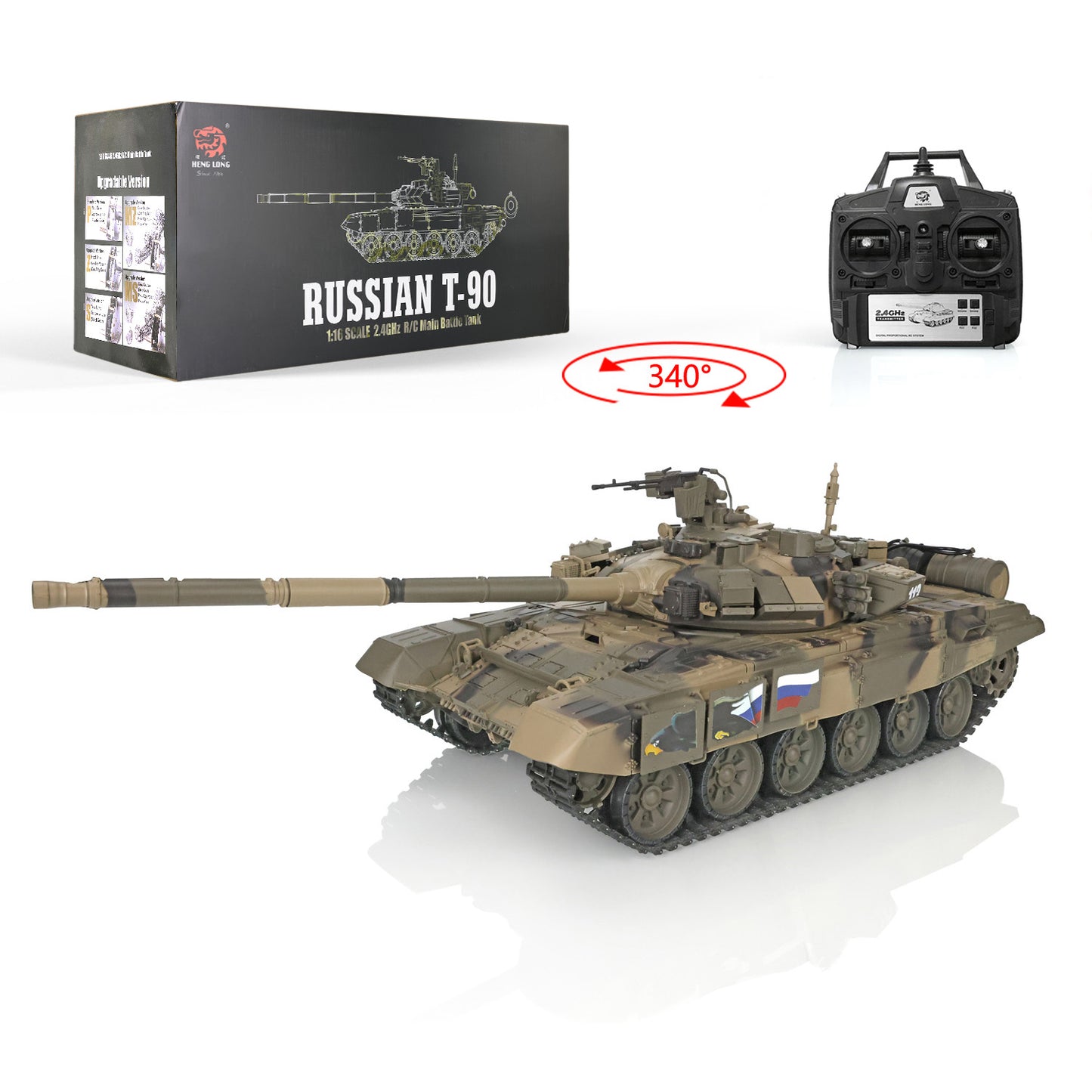 US Stock Henglong 2.4Ghz 1/16 Scale 7.0 Plastic 3938 Russian T90 RTR RC Tank Model IR BB Sounds Lights Smoke