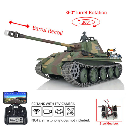 Henglong 1/16 7.0 Upgraded German Panther G RTR RC Tank 3879 360 Degree Turret Metal Tracks Sprocket Wheels BB Infrared Combating System Smoke Sound Option FPV