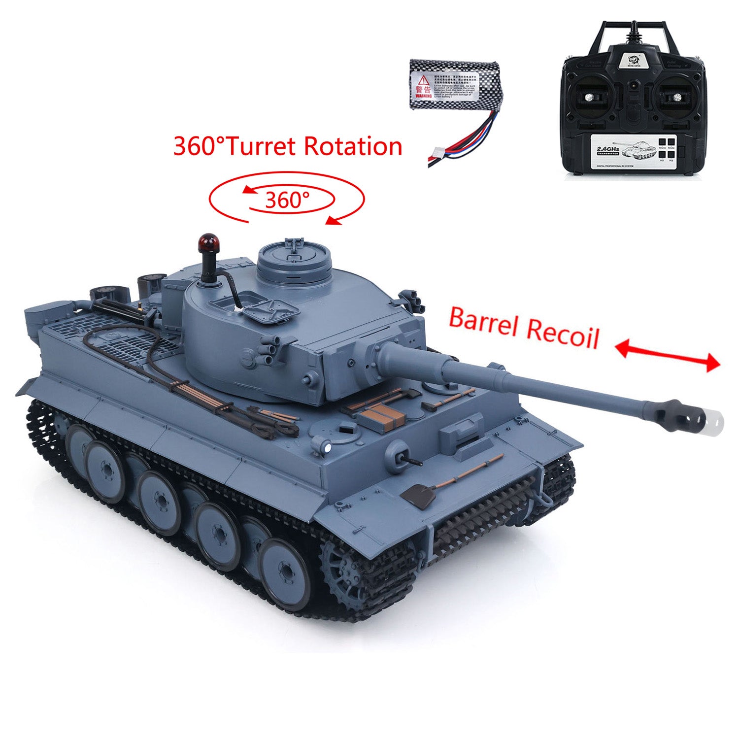 2.4 Ghz Henglong 1/16 7.0 Plastic 3818 Tiger I RTR RC Tank Infrared Co ...