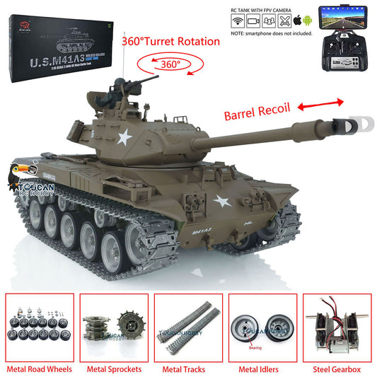 Henglong 1/16 7.0 Walker Bulldog FPV RTR RC Tank 3839 Metal Tracks Idler Wheels 360 Degree Turret Rotation Infrared Combating System