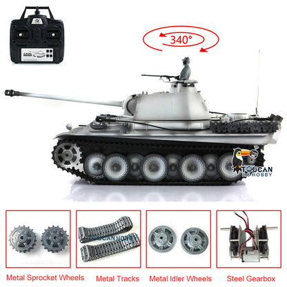 Henglong 1/16 7.0 Upgraded German Panther G RTR RC Tank 3879 Metal Tracks Sprocket Wheels BB Infrared Combating System Smoke 340 Degree Turret Sound Light
