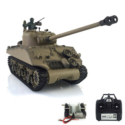 Henglong 1/16 7.0 Plastic M4A3 Sherman 3898 RTR RC Tank 360 Degree Turret BB IR Barrel Recoil Smoke Sound Metal Steel Driving Gearbox Barrel
