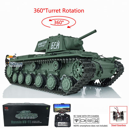 Henglong 1/16 7.0 Panther G Soviet KV-1 Plastic RC Tank 3879 3878 Model FPV 360 Degree Turret Metal Barrel Steel Gearbox BB Infrared Combating System Smoke