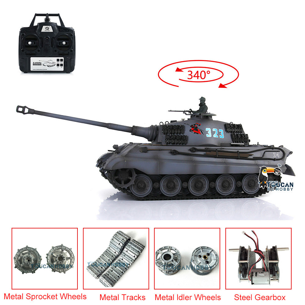 Henglong 1/16 7.0 Upgraded King Tiger 3888A RTR RC Tank with Infrared Combat Smoke BB Metal Barrel