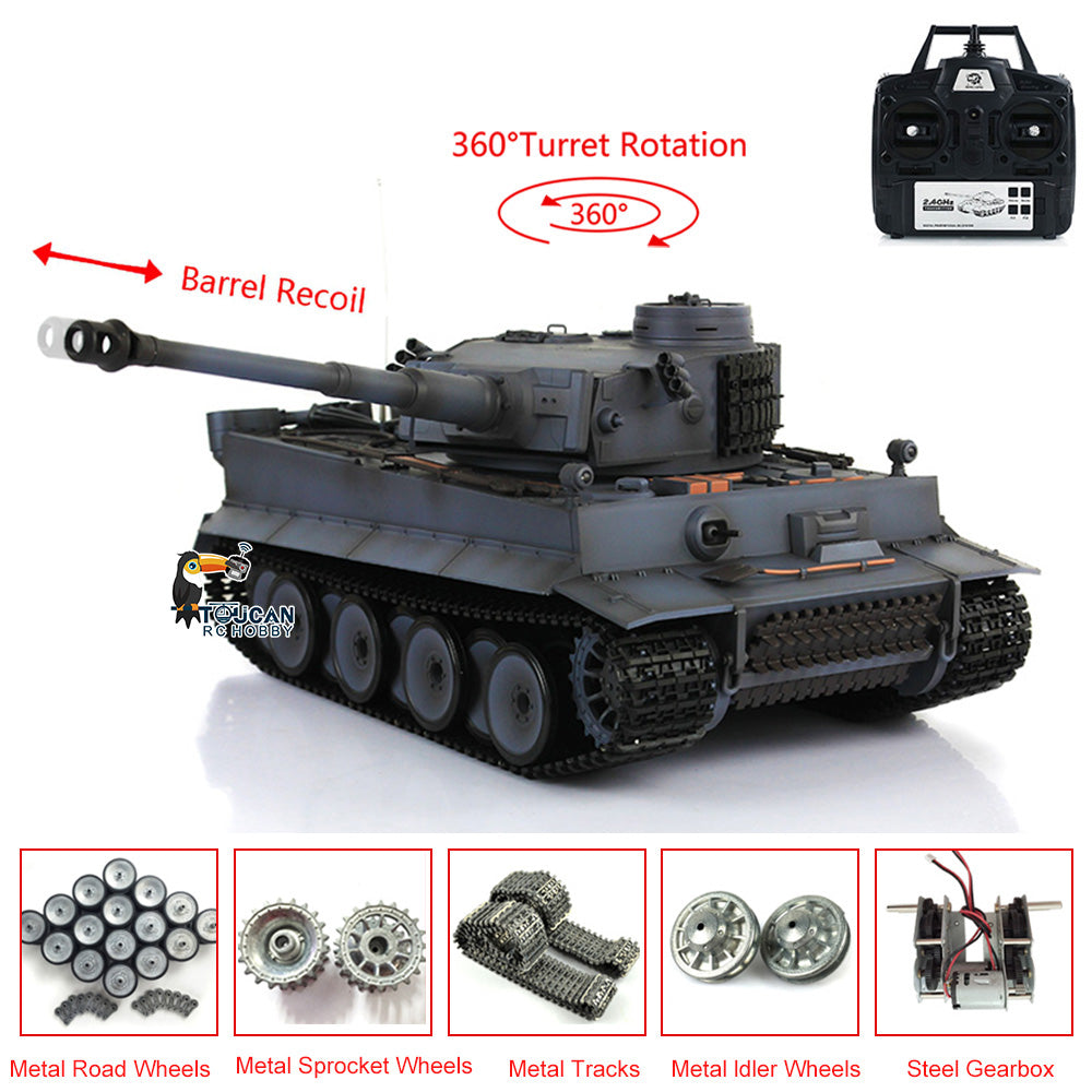 Henglong 1/16 TK7.0 German Tiger I RTR RC Tank 3818 with Metal Tracks Sprockets Idlers Road Wheels