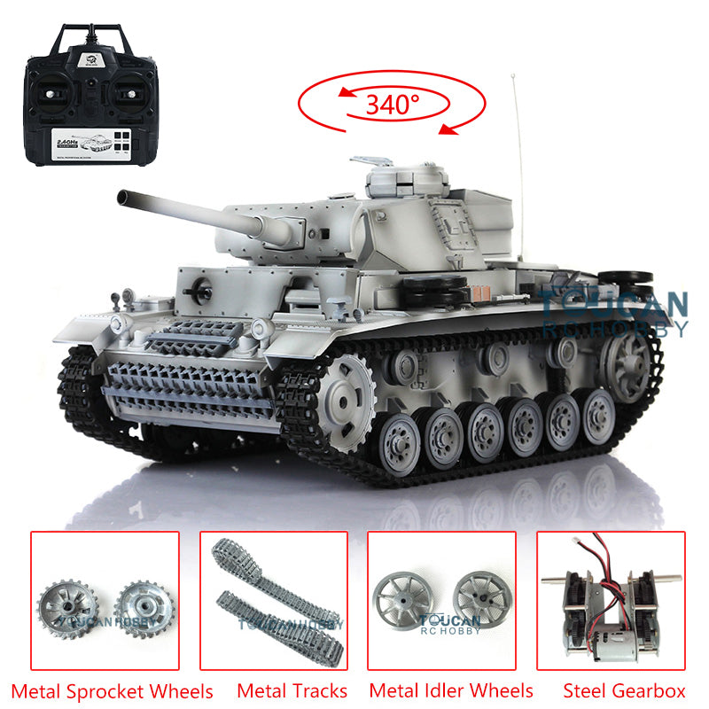 Henglong 2.4G 1/16 TK7.0 Promotion Panzer III L 3848 RTR RC Tank Smoke BB Infrared System Metal Sprockets Idlers Wheels Tracks Gearbox Barrel