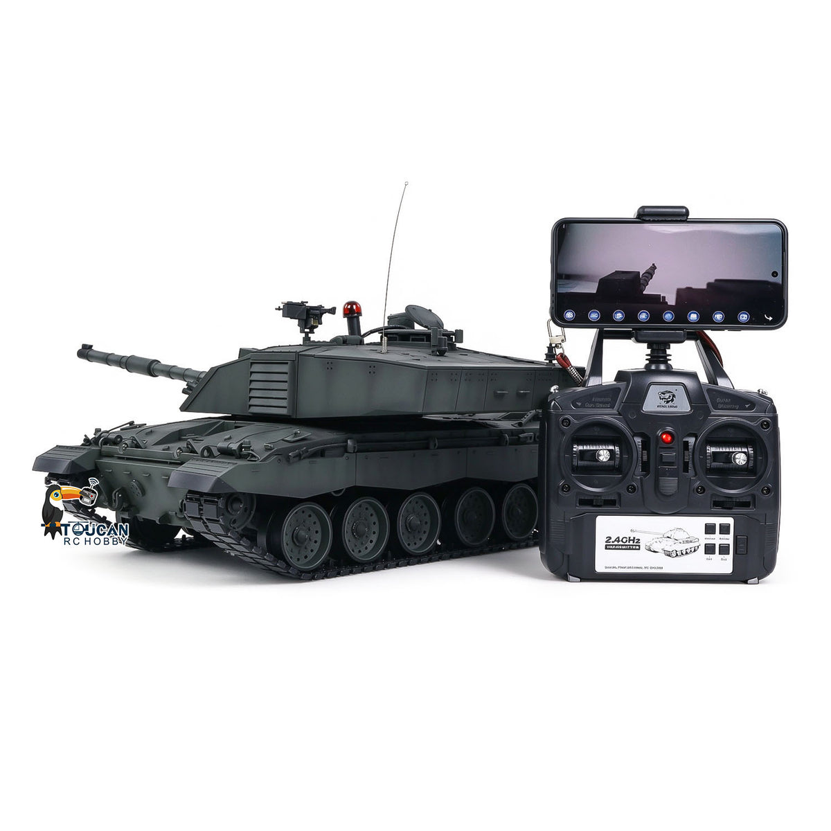 Henglong 1/16 TK7.0 Customize 3908 Challenger II RTR RC Tank with FPV 360 Degrees Turret IR BB Smoke
