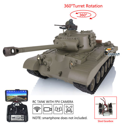 Henglong 1/16 Plastic TK7.0 3838 M26 RTR RC Tank Steel Gearbox FPV 360 Degrees Turret Infrared System Smoke BB Unit Sounds Lights